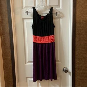 Merona Black/Coral/Purple Color-block Aline Dress